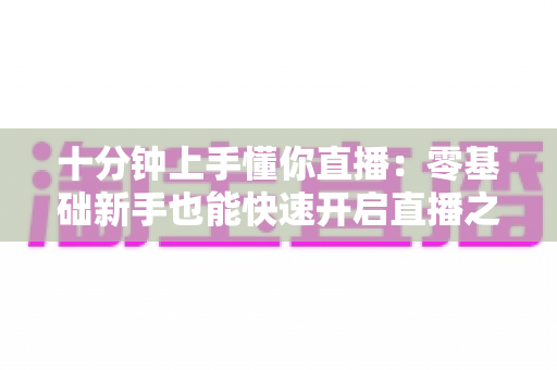 十分钟上手懂你直播:零基础新手也能快速开启直播之旅 十分钟上手懂你直播:零基础新手也能快速开启直播之旅