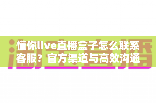 懂你live直播盒子怎么联系客服？官方渠道与高效沟通技巧全解析