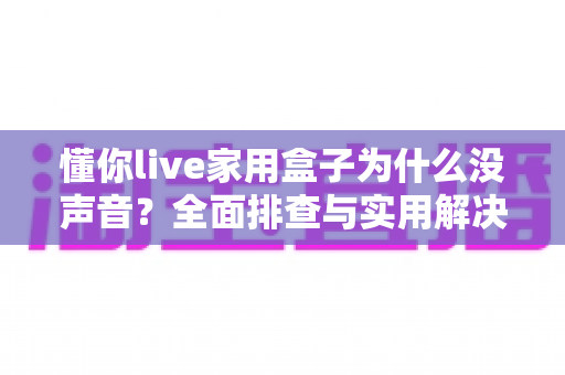 懂你live家用盒子为什么没声音？全面排查与实用解决指南