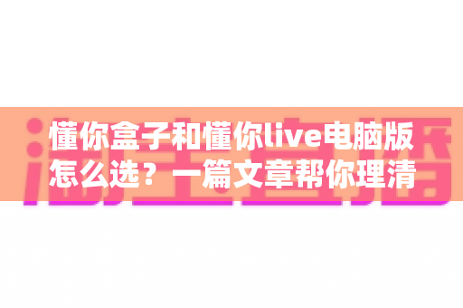 懂你盒子和懂你live电脑版怎么选?一篇文章帮你理清思路、选对版本 懂你盒子和懂你live电脑版怎么选?一篇文章帮你理清思路、选对版本