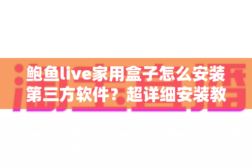 鲍鱼live家用盒子怎么安装第三方软件？超详细安装教程与避坑指南全解析