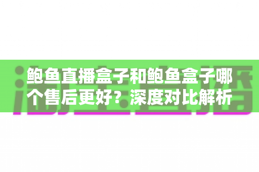 鲍鱼直播盒子和鲍鱼盒子哪个售后更好？深度对比解析，帮你做出明智选择
