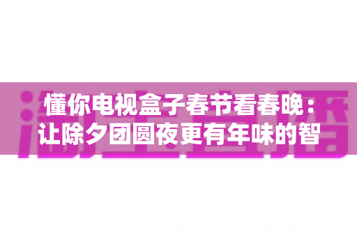 懂你电视盒子春节看春晚:让除夕团圆夜更有年味的智能观影全攻略 懂你电视盒子春节看春晚:让除夕团圆夜更有年味的智能观影全攻略