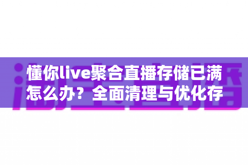 懂你live聚合直播存储已满怎么办?全面清理与优化存储空间的实用指南 懂你live聚合直播存储已满怎么办?全面清理与优化存储空间的实用指南