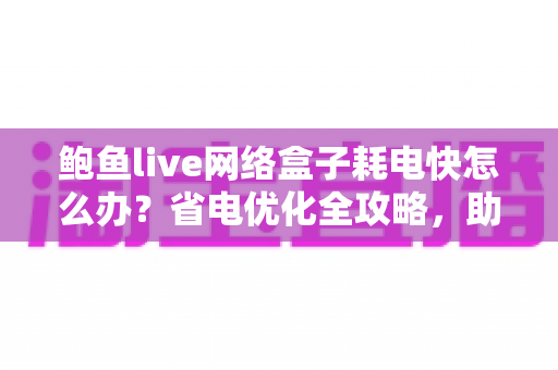 鲍鱼live网络盒子耗电快怎么办？省电优化全攻略，助你轻松延长设备续航