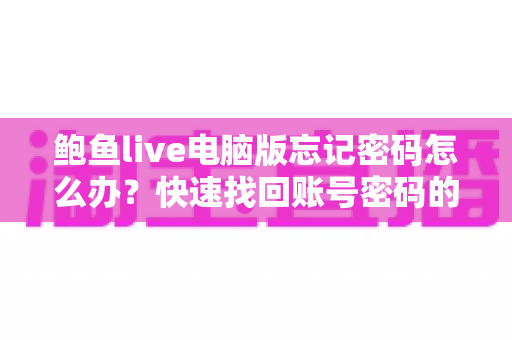 鲍鱼live电脑版忘记密码怎么办?快速找回账号密码的完整实用指南 鲍鱼live电脑版忘记密码怎么办?快速找回账号密码的完整实用指南
