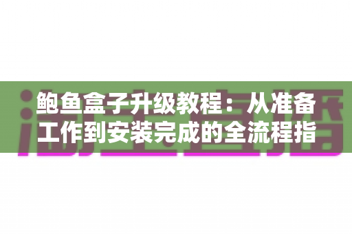 鲍鱼盒子升级教程:从准备工作到安装完成的全流程指南,轻松解决更新失败与卡顿难题 鲍鱼盒子升级教程:从准备工作到安装完成的全流程指南,轻松解决更新失败与卡顿难题