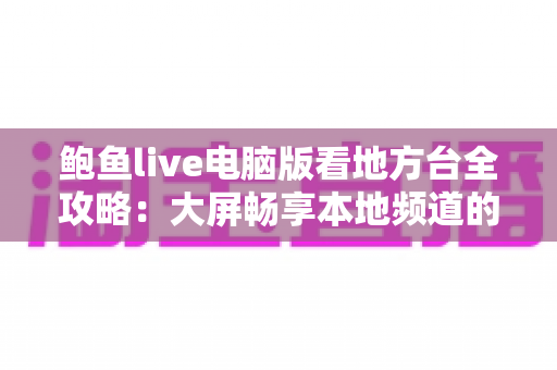 鲍鱼live电脑版看地方台全攻略：大屏畅享本地频道的完整指南与实用技巧