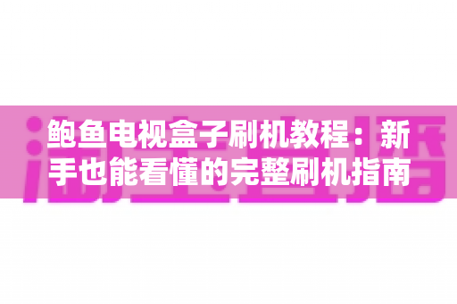 鲍鱼电视盒子刷机教程：新手也能看懂的完整刷机指南，让您的盒子流畅如新