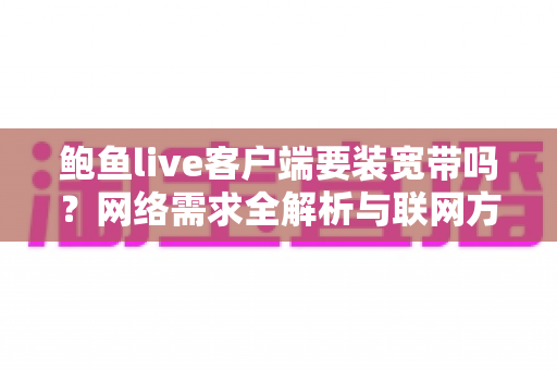 鲍鱼live客户端要装宽带吗？网络需求全解析与联网方案选择指南