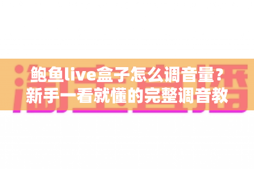 鲍鱼live盒子怎么调音量？新手一看就懂的完整调音教程与实用技巧