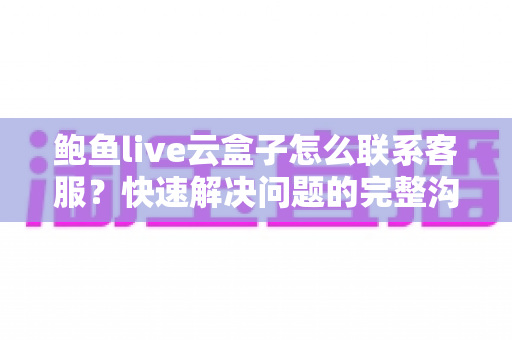鲍鱼live云盒子怎么联系客服？快速解决问题的完整沟通指南