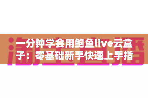 一分钟学会用鲍鱼live云盒子:零基础新手快速上手指南与实用技巧全攻略 一分钟学会用鲍鱼live云盒子:零基础新手快速上手指南与实用技巧全攻略