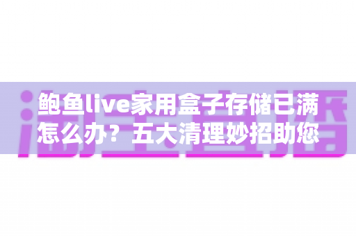 鲍鱼live家用盒子存储已满怎么办？五大清理妙招助您快速释放空间，让设备重回流畅体验