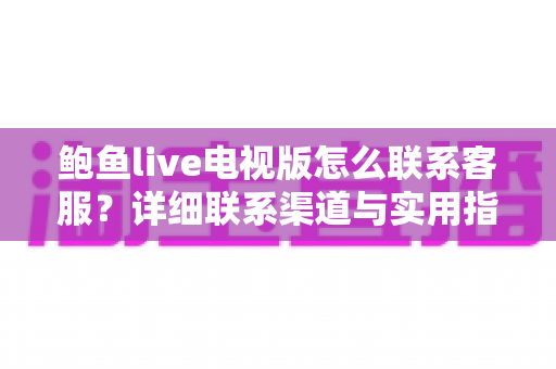 鲍鱼live电视版怎么联系客服？详细联系渠道与实用指南全解析