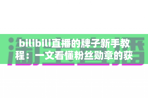 bilibili直播的牌子新手教程：一文看懂粉丝勋章的获取、升级与使用技巧