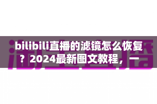 bilibili直播的滤镜怎么恢复？2024最新图文教程，一键还原直播画面美颜效果