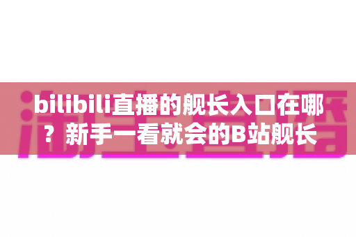 bilibili直播的舰长入口在哪?新手一看就会的B站舰长开通位置与全流程指南 bilibili直播的舰长入口在哪?新手一看就会的B站舰长开通位置与全流程指南