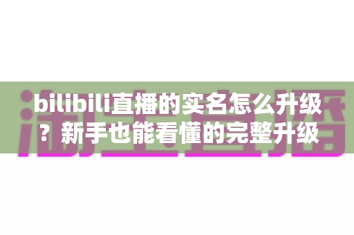 bilibili直播的实名怎么升级？新手也能看懂的完整升级攻略