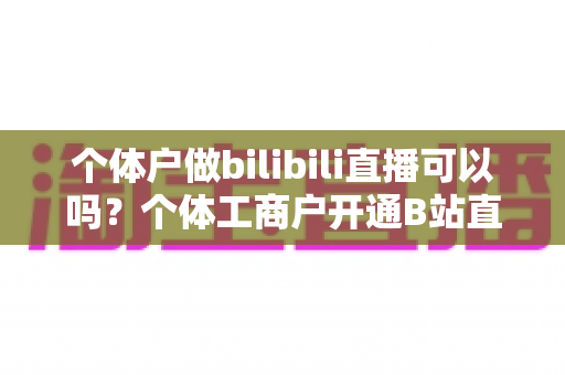 个体户做bilibili直播可以吗?个体工商户开通B站直播的完整攻略与变现指南 个体户做bilibili直播可以吗?个体工商户开通B站直播的完整攻略与变现指南