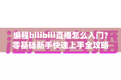 编程bilibili直播怎么入门？零基础新手快速上手全攻略