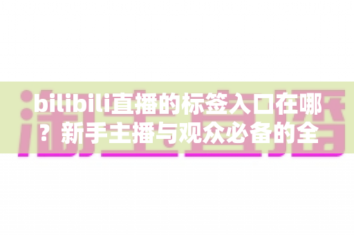 bilibili直播的标签入口在哪?新手主播与观众必备的全面查找指南 bilibili直播的标签入口在哪?新手主播与观众必备的全面查找指南
