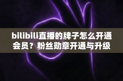 bilibili直播的牌子怎么开通会员?粉丝勋章开通与升级全攻略 bilibili直播的牌子怎么开通会员?粉丝勋章开通与升级全攻略