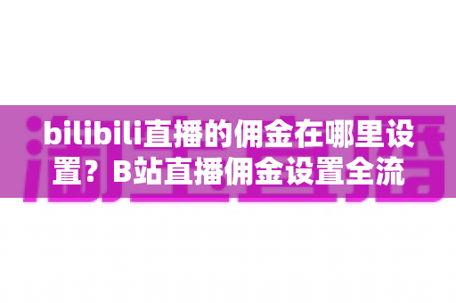 bilibili直播的佣金在哪里设置?B站直播佣金设置全流程详解与收益优化指南 bilibili直播的佣金在哪里设置?B站直播佣金设置全流程详解与收益优化指南