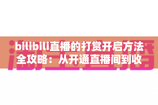 bilibili直播的打赏开启方法全攻略：从开通直播间到收益提现的一站式指南
