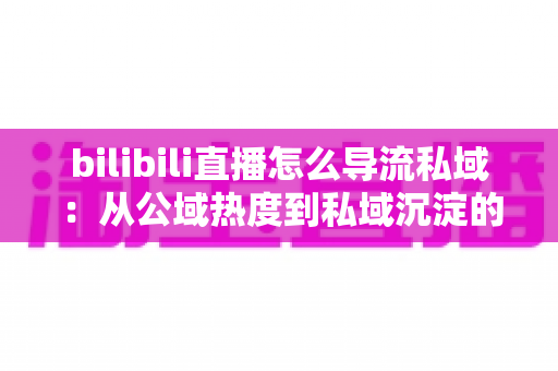 bilibili直播怎么导流私域:从公域热度到私域沉淀的完整实战指南 bilibili直播怎么导流私域:从公域热度到私域沉淀的完整实战指南