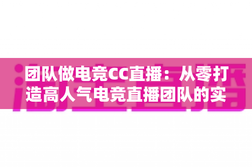团队做电竞CC直播：从零打造高人气电竞直播团队的实战运营指南
