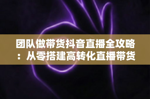 团队做带货抖音直播全攻略：从零搭建高转化直播带货团队的实战指南