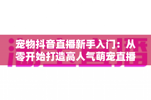 宠物抖音直播新手入门：从零开始打造高人气萌宠直播间的完整指南