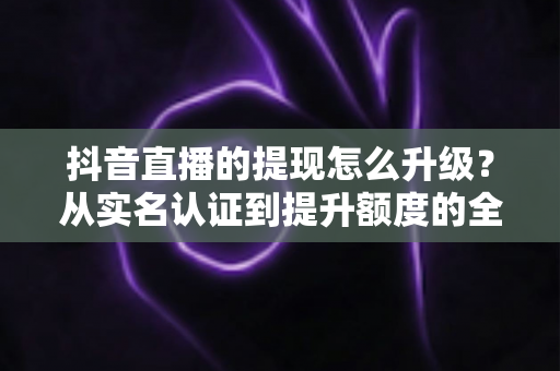 抖音直播的提现怎么升级?从实名认证到提升额度的全流程实操指南 抖音直播的提现怎么升级?从实名认证到提升额度的全流程实操指南