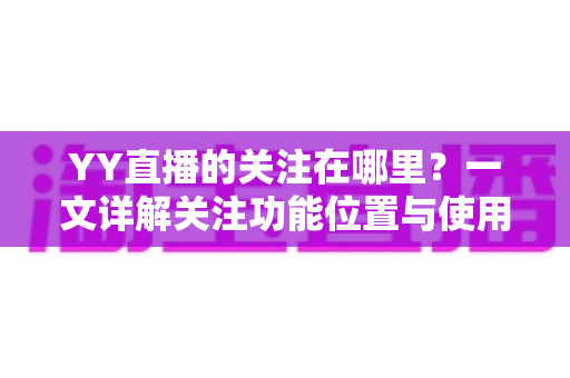 YY直播的关注在哪里？一文详解关注功能位置与使用技巧，助你轻松锁定心仪主播