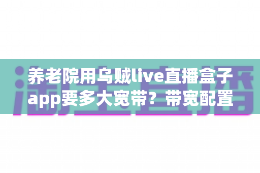 养老院用乌贼live直播盒子app要多大宽带？带宽配置与网络优化全攻略