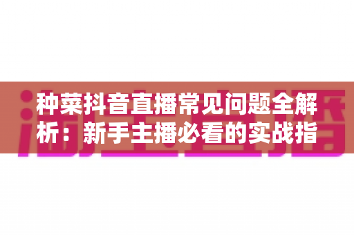 种菜抖音直播常见问题全解析：新手主播必看的实战指南与避坑手册