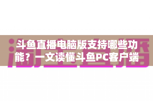 斗鱼直播电脑版支持哪些功能？一文读懂斗鱼PC客户端核心功能与实用指南