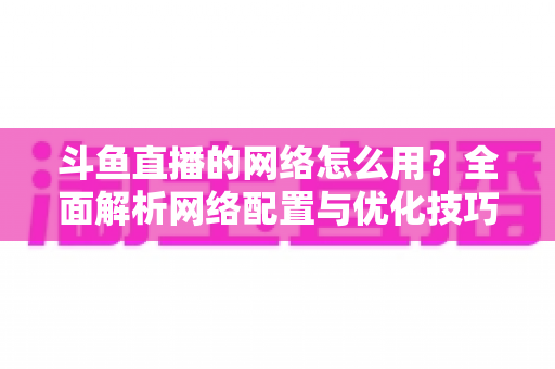 斗鱼直播的网络怎么用？全面解析网络配置与优化技巧，助你畅享高清直播体验