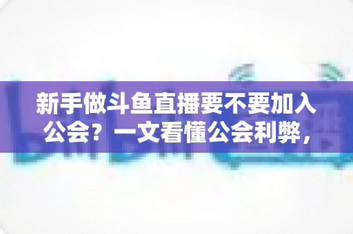 新手做斗鱼直播要不要加入公会?一文看懂公会利弊,助你少走弯路快速起号 新手做斗鱼直播要不要加入公会?一文看懂公会利弊,助你少走弯路快速起号