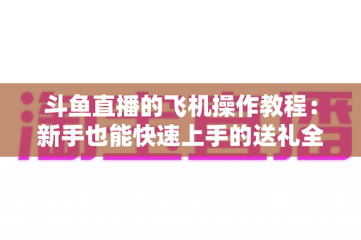 斗鱼直播的飞机操作教程：新手也能快速上手的送礼全攻略