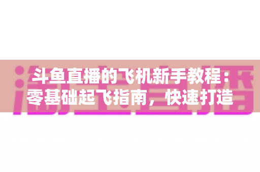 斗鱼直播的飞机新手教程：零基础起飞指南，快速打造人气飞行直播间