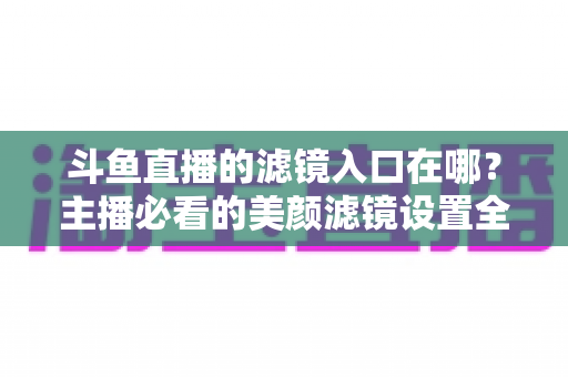 斗鱼直播的滤镜入口在哪?主播必看的美颜滤镜设置全攻略 斗鱼直播的滤镜入口在哪?主播必看的美颜滤镜设置全攻略