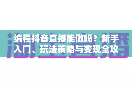 编程抖音直播能做吗？新手入门、玩法策略与变现全攻略一文讲透