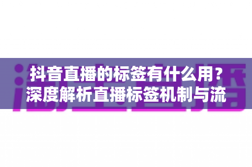 抖音直播的标签有什么用?深度解析直播标签机制与流量增长实战指南 抖音直播的标签有什么用?深度解析直播标签机制与流量增长实战指南