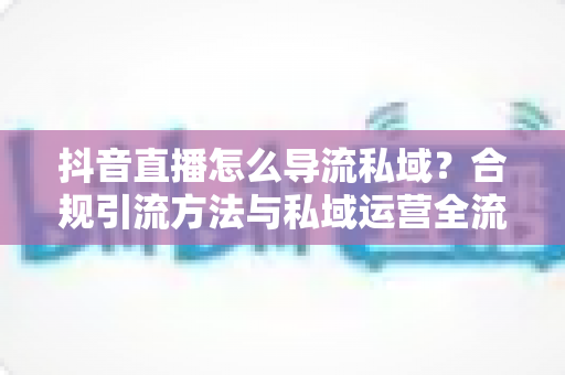 抖音直播怎么导流私域？合规引流方法与私域运营全流程深度解析