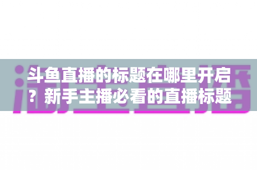 斗鱼直播的标题在哪里开启？新手主播必看的直播标题设置全攻略