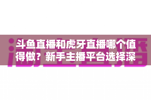 斗鱼直播和虎牙直播哪个值得做？新手主播平台选择深度对比与实用成长指南