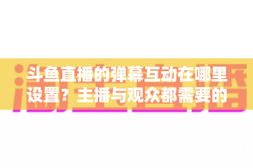斗鱼直播的弹幕互动在哪里设置？主播与观众都需要的超详细设置指南