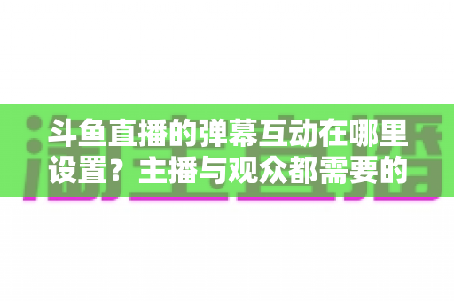 斗鱼直播的弹幕互动在哪里设置？主播与观众都需要的超详细设置指南